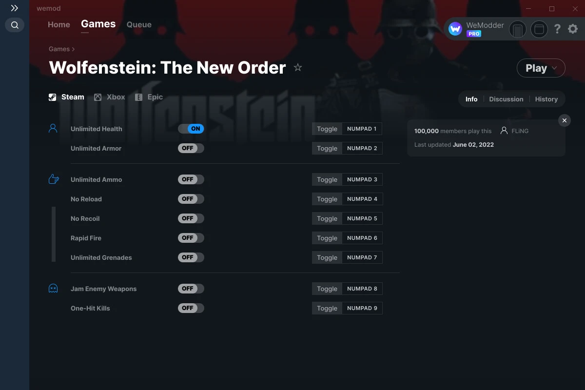 Wolfenstein: The New Order "Трейнер +9" [UPD: 02.06.2022] {FLiNG / WeMod}