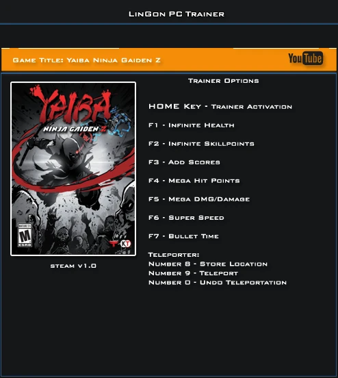 Yaiba ~ Ninja Gaiden Z: Трейнер/Trainer (+9) [1.0] {LinGon}