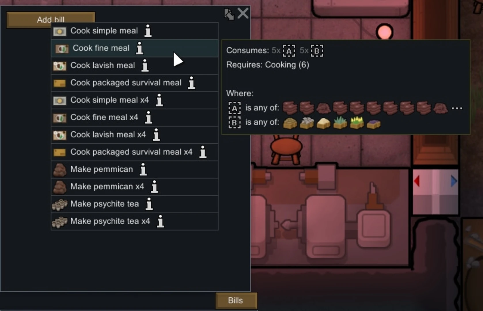 Rimworld "Мод Recipe Icons"