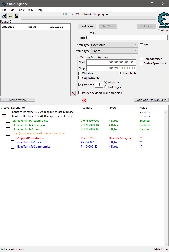 Phantom Doctrine: Таблица для Cheat Engine (+21) [1.07] {Csimbi}