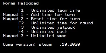 Worms Reloaded: Трейнер/Trainer (+7) [Steam] {LIRW / GHL}