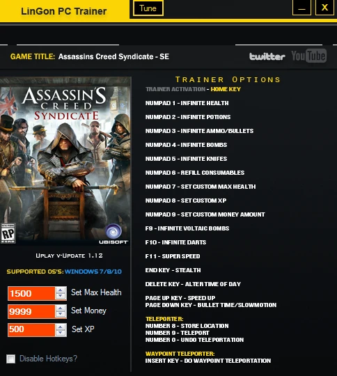 Assassin's Creed: Syndicate: Трейнер/Trainer (+19) [1.12] {LinGon}