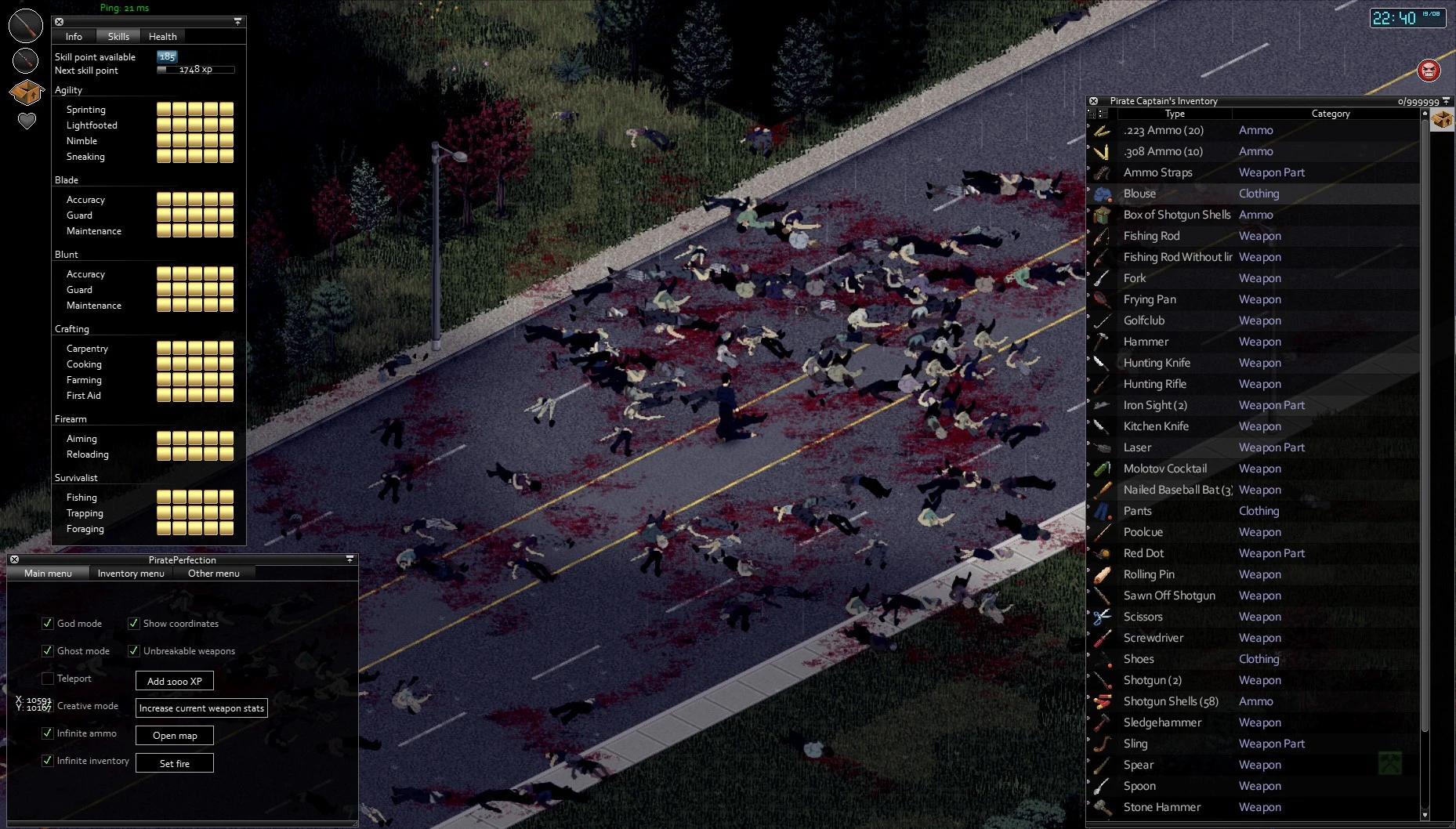 Project Zomboid: Чит-Мод/Cheat-Engine (PiratePerfection) [0.3]