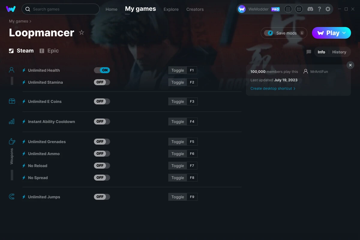 Loopmancer "Трейнер +9" [UPD: 19.07.2023] {MrAntiFun / WeMod}