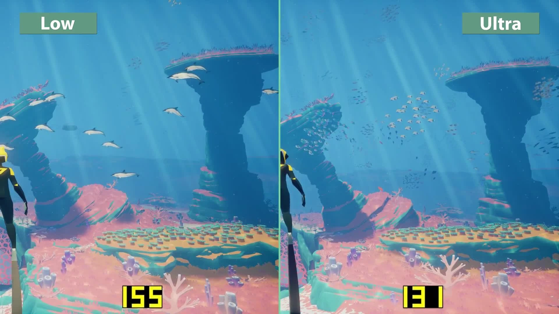 Abzû- Сравнение графики PC Low vs. Ultra (Candyland)