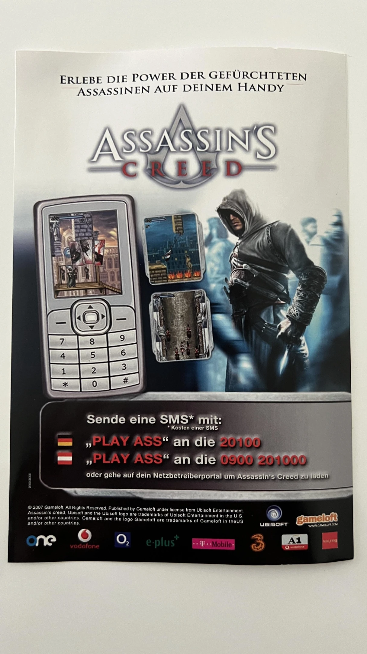 Рекламный флаер, который в свое время выдавали в подарок при покупке немецкой версии Assassin's Creed 1!