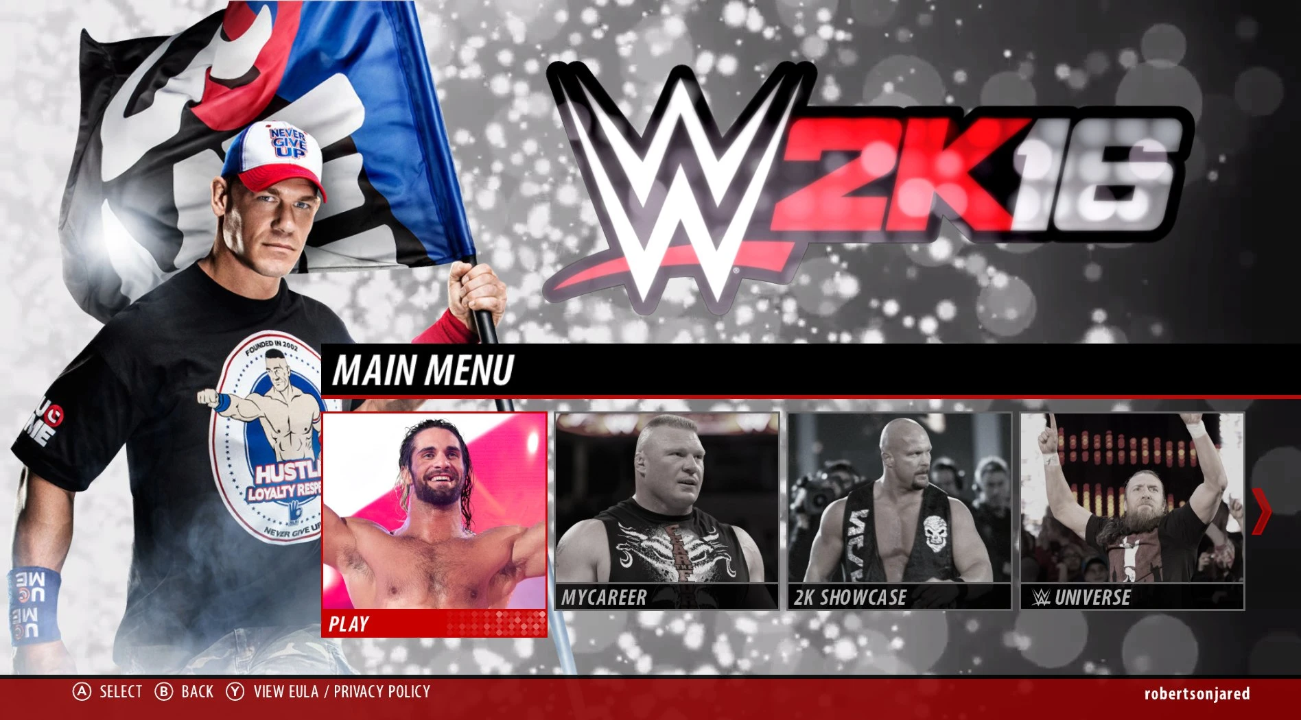 WWE 2K16 "John Cena (рендер в главном меню)"