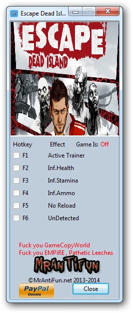 Escape Dead Island: Трейнер/Trainer (+5) [1.0- Alternate "B" Version] {MrAntiFun}