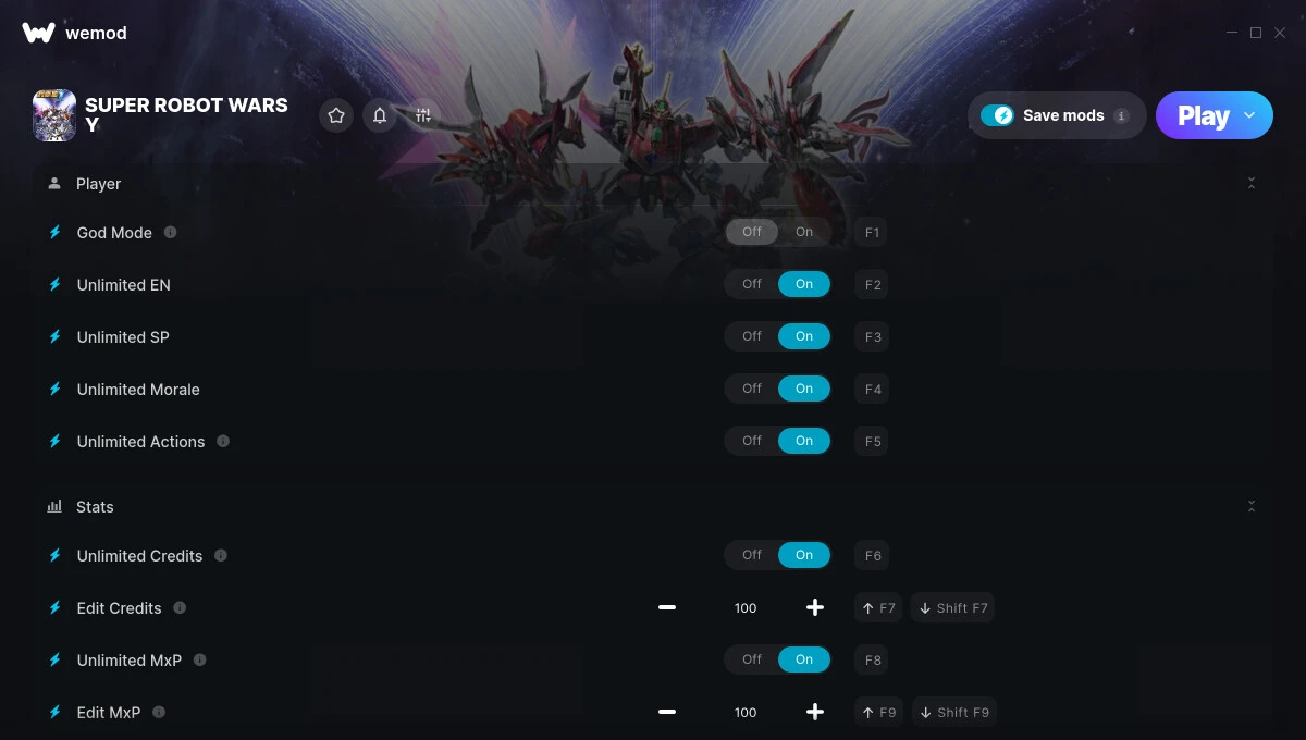 Super Robot Wars Y "Трейнер +14: Здоровье, энергия, выносливость и пр" {ColonelRVH / WeMod}