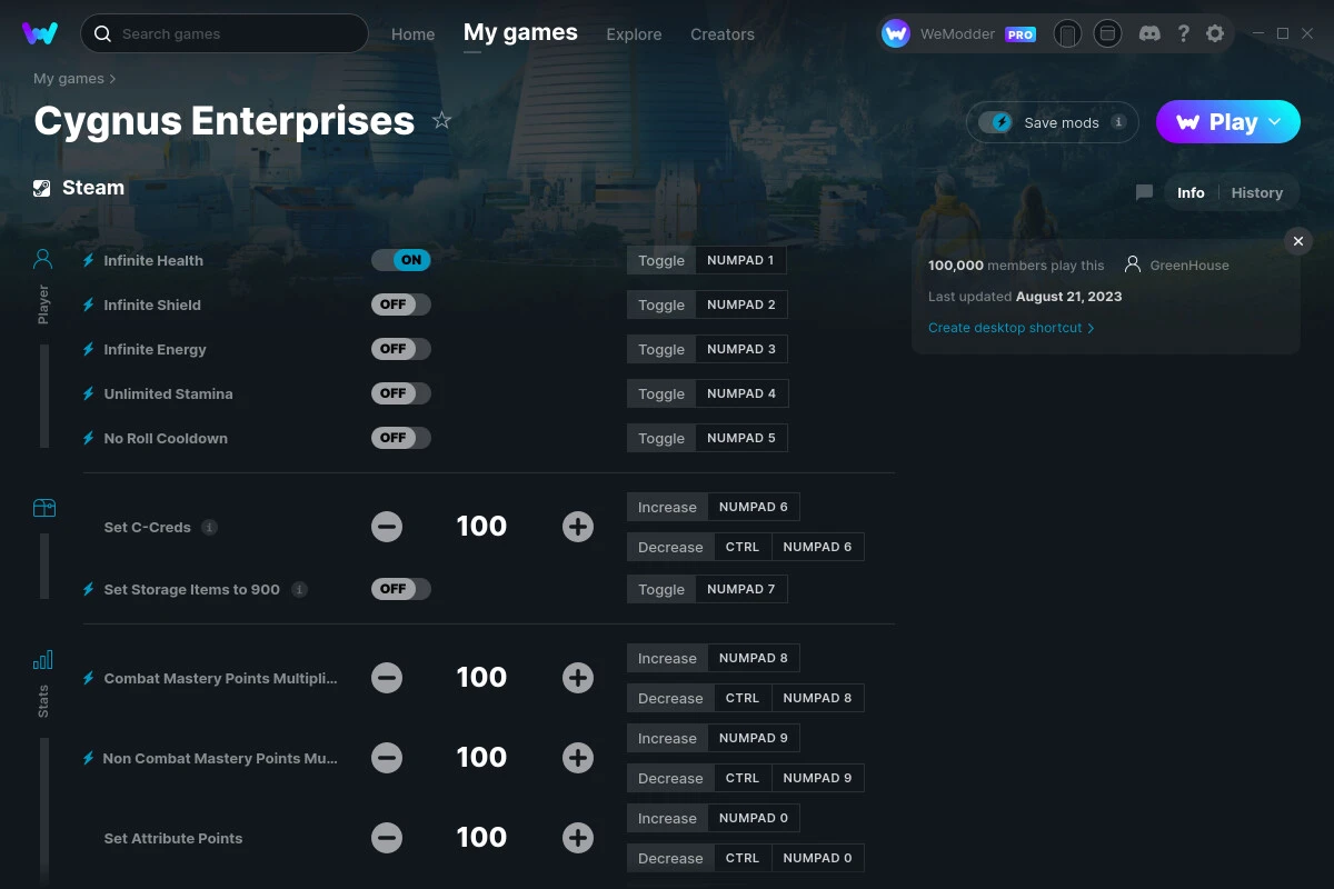 Cygnus Enterprises "Трейнер +17" [UPD: 21.08.2023] {GreenHouse / WeMod}