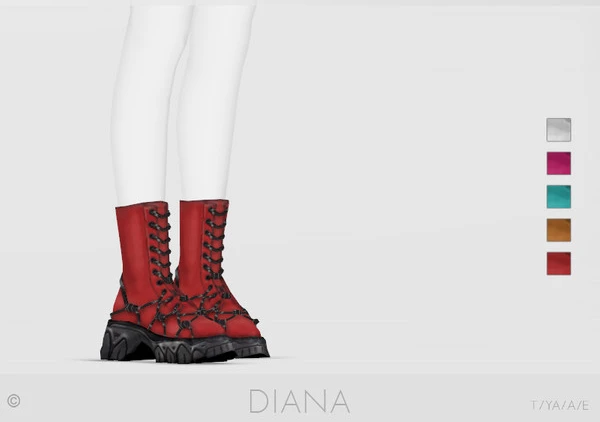 Sims 4 "Ботинки Diana - Детализированные (2020)"