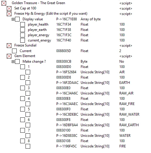 Golden Treasure: The Great Green: Таблица для Cheat Engine [UPD: 22.07.2019] {Cake-san}