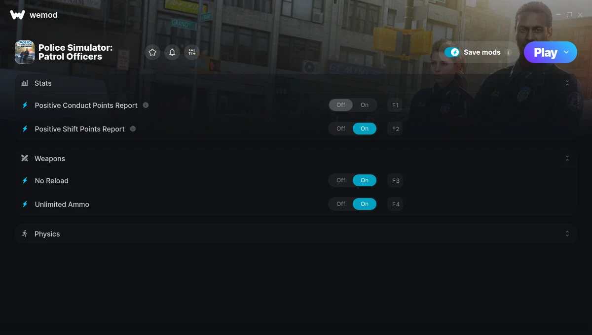 Police Simulator: Patrol Officers "Трейнер +5 от WeMod: Патроны, скорость и др"