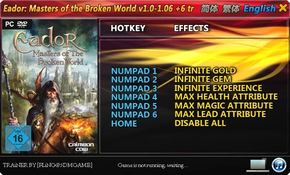Эадор ~ Владыки миров: Трейнер/Trainer (+6) [1.0 ~ 1.06] {FLiNG}