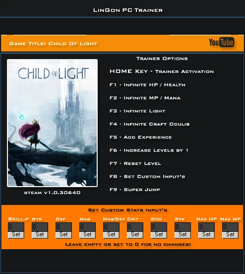 Child of Light: Трейнер/Trainer (+19) [1.0.30640] {LinGon}