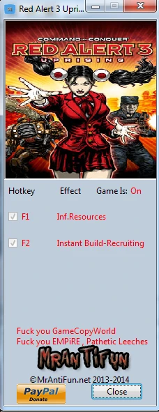 Command & Conquer: Red Alert 3 ~ Uprising: Трейнер/Trainer (+3) [1.0] {MrAntiFun}