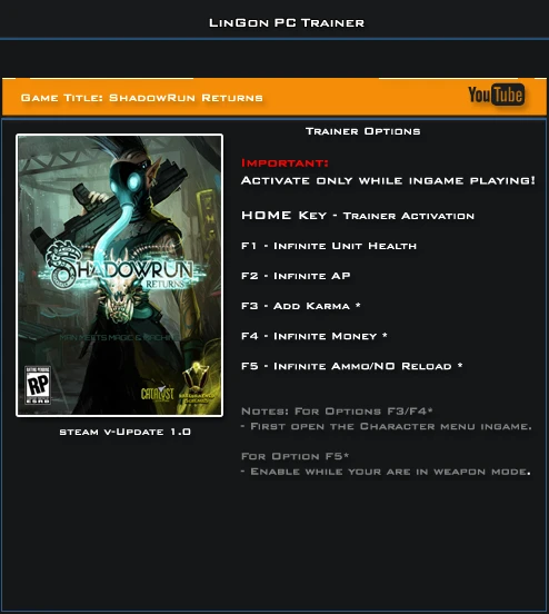 Shadowrun Returns Dragonfall: Трейнер/Trainer (+5) [1.0] {LinGon}