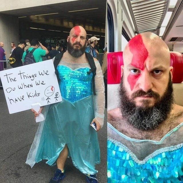 Когда хотел косплеить Кратоса, но у тебя дочь