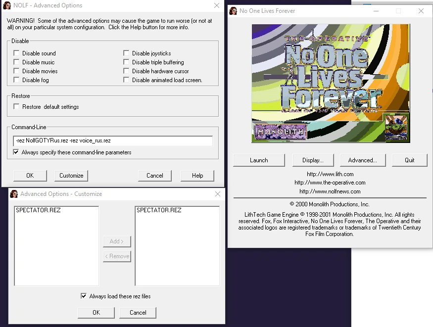 Operative: No One Lives Forever "Мод, включающий режим свободной камеры и проход сквозь стены"