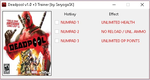 Deadpool: Трейнер/Trainer (+3) [1.0] {SeryogaSK}