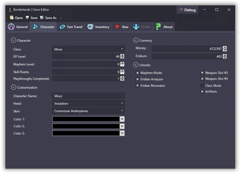 Borderlands 3: Редактор Сохранений / Save Editor [1.1.3] {FromDarkHell}