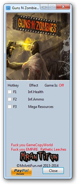 Guns'n'Zombies: Трейнер/Trainer (+3) [1.0] {MrAntiFun}