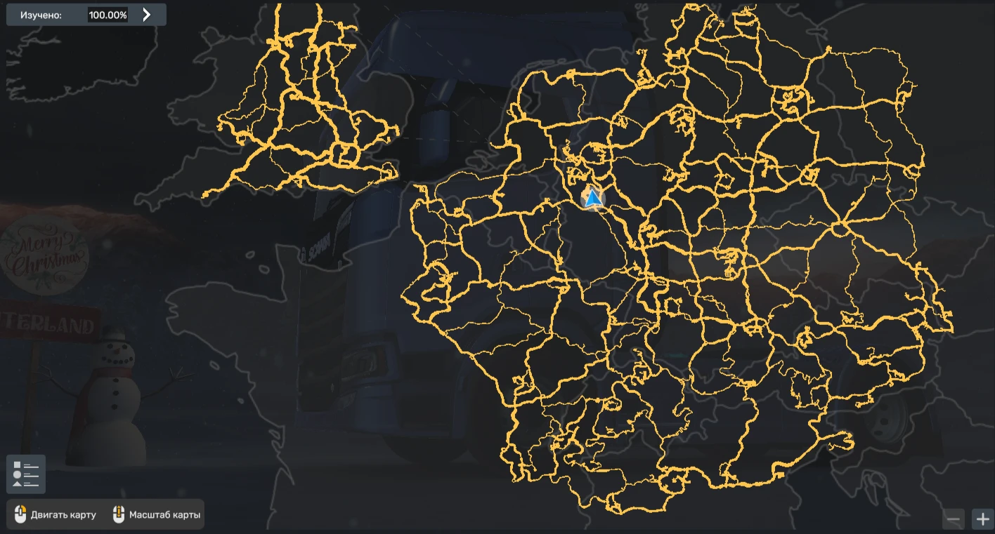 Euro Truck Simulator 2 "Сохранение - 100% Дорог, Без DLC" [1.53] {Silent}