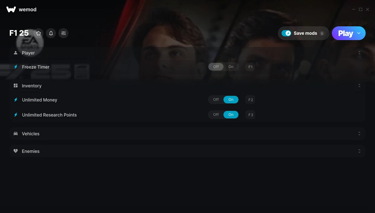 F1 25 "Трейнер +8" [UPD: 09.08.2025] {MrAntiFun / WeMod}