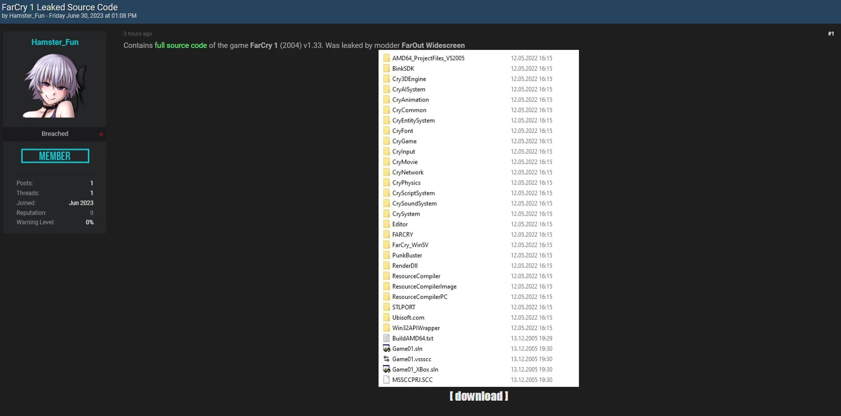 Исходный код Far Cry был слит в сеть