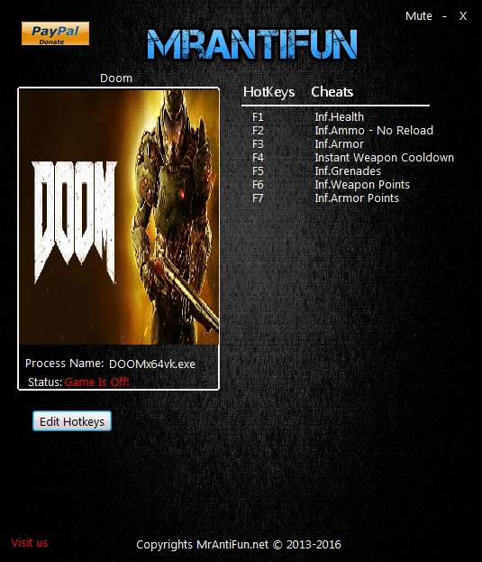 Doom 4 - Vulkan: Трейнер/Trainer (+8) [Update 08.12.16] {MrAntiFun}