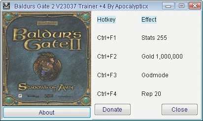 Baldurs Gate 2: Трейнер/Trainer (+4) [23037] {Apocalypticx}