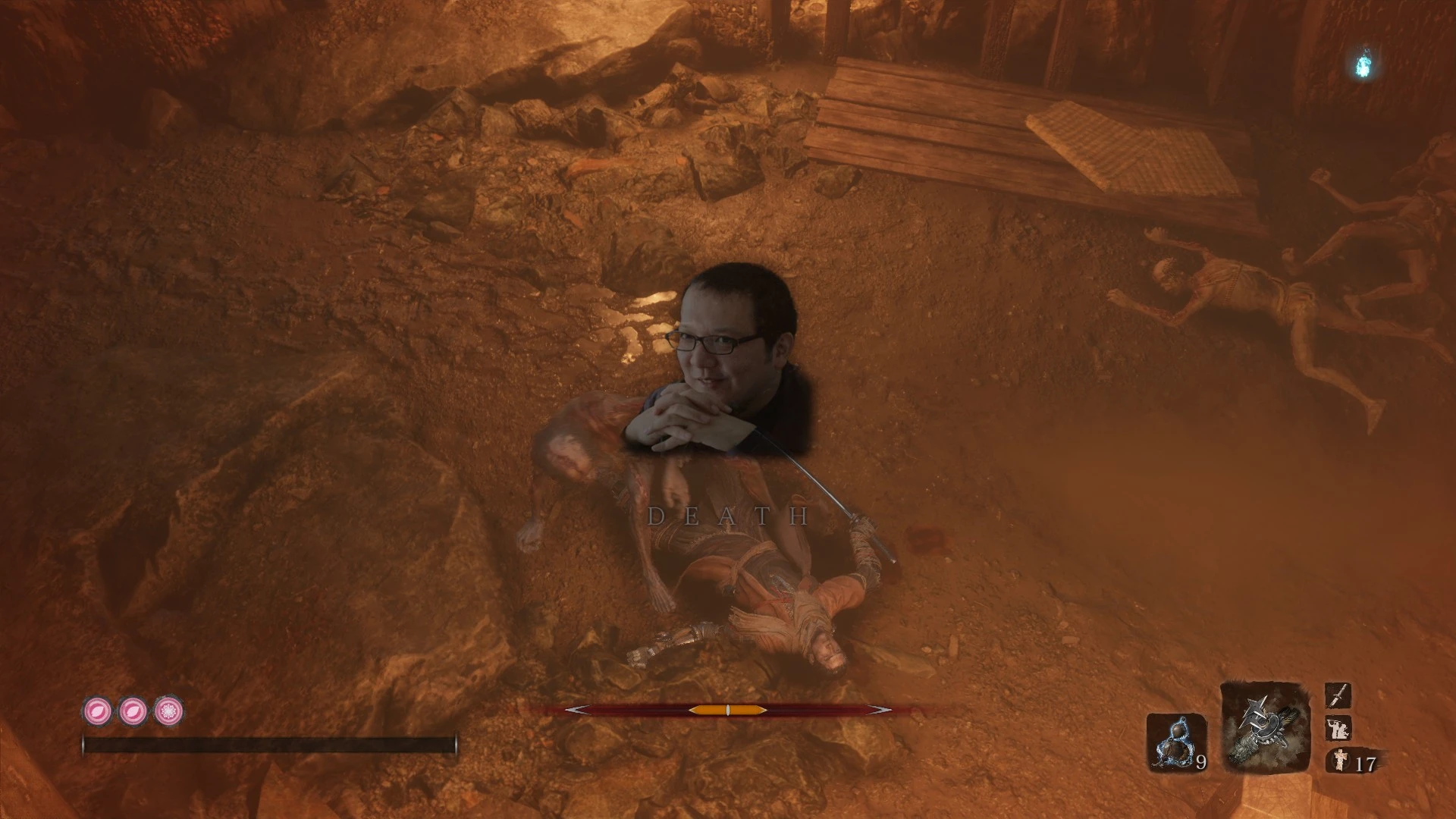 Sekiro: Shadows Die Twice "Экран смерит от Хидэтаки Миядзаки"