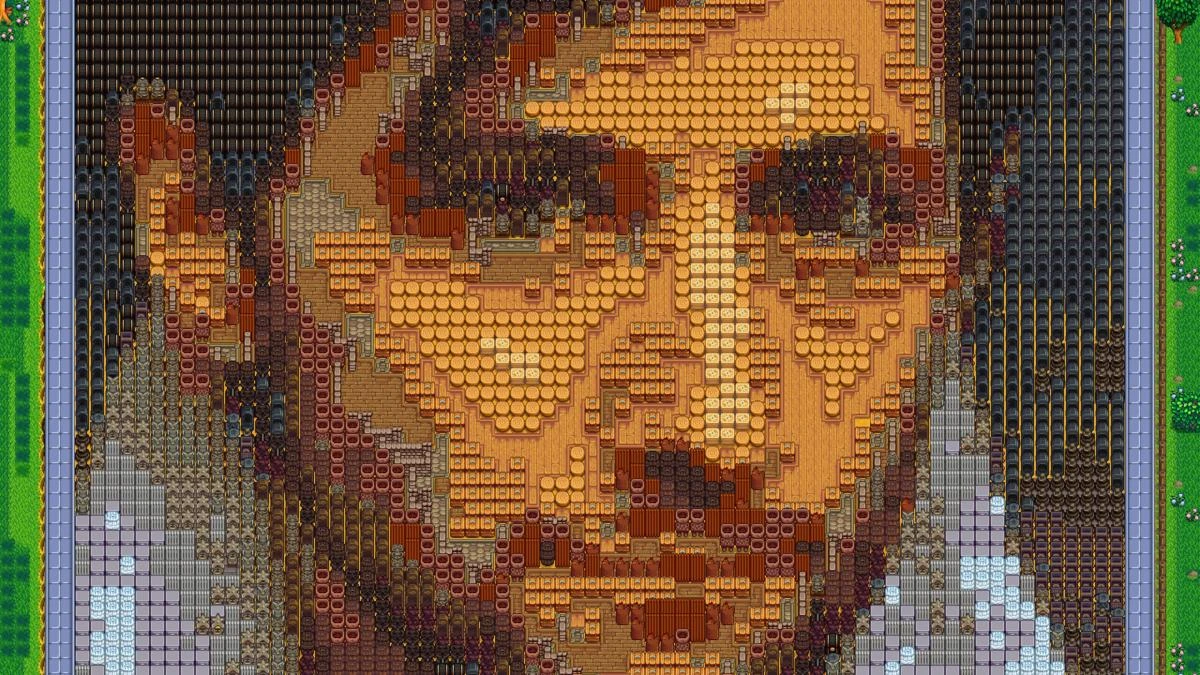 Поклонник Stardew Valley нарисовал в игре огромный портрет создателя проекта