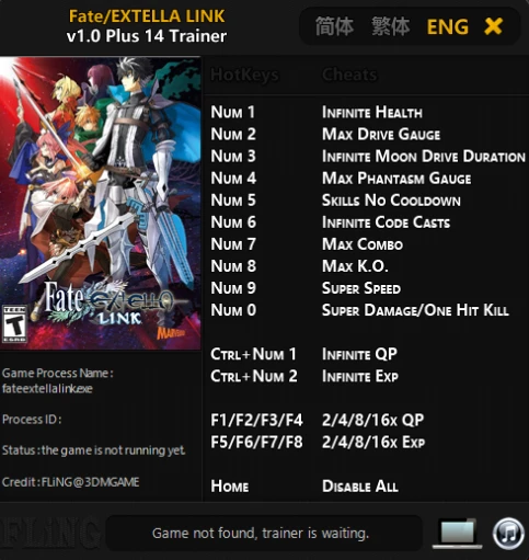 Fate/Extella Link (2019): Трейнер/Trainer (+14) [1.0] {FLiNG}