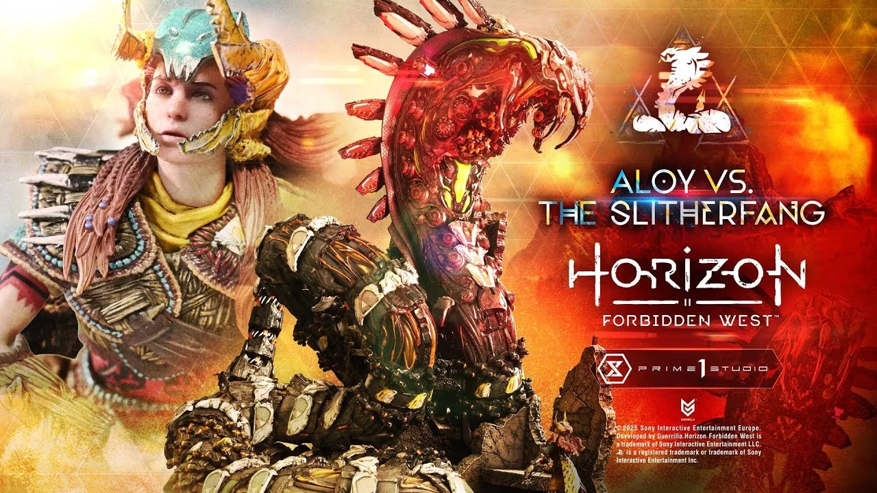 Битва людей и машин: Prime 1 Studio представила диораму с Элой и Ядохлёстом из Horizon Forbidden West