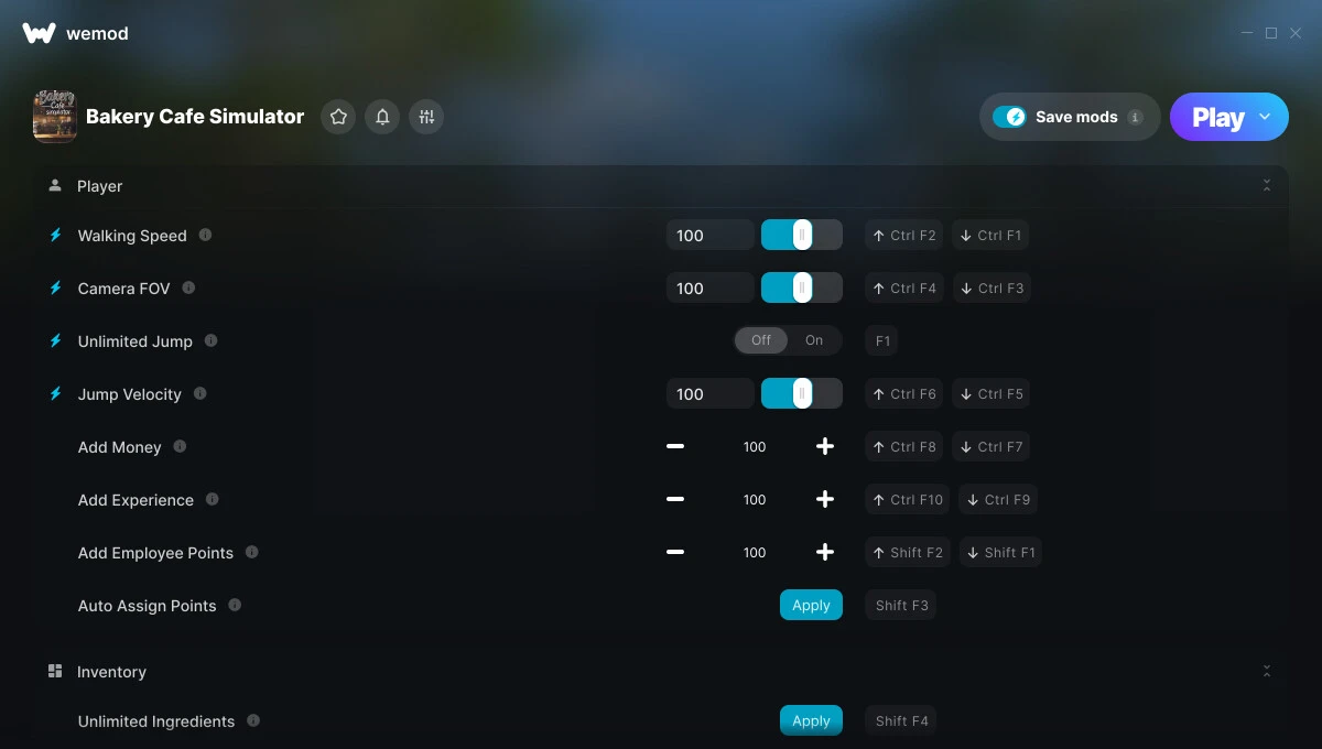 Bakery Cafe Simulator "Трейнер +17 от WeMod: Опыт, деньги, скорость и пр"