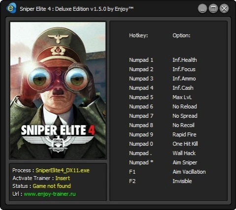 Sniper Elite 4 - Deluxe Edition: Trainer/Трейнер (+14) [v1.5.0] {Enjoy\ENJ}