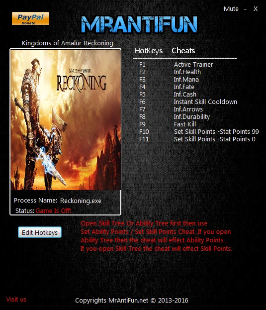 Kingdoms of Amalur Reckoning: Трейнер/Trainer (+10) [1.0.0.2] {MrAntiFun}