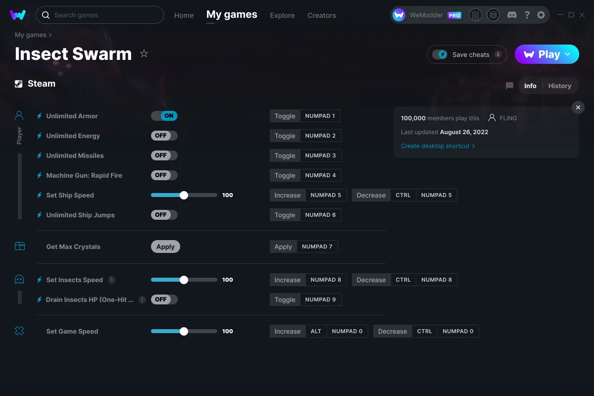 Insect Swarm "Трейнер +10" [UPD: 26.08.2022] {FLiNG / WeMod}