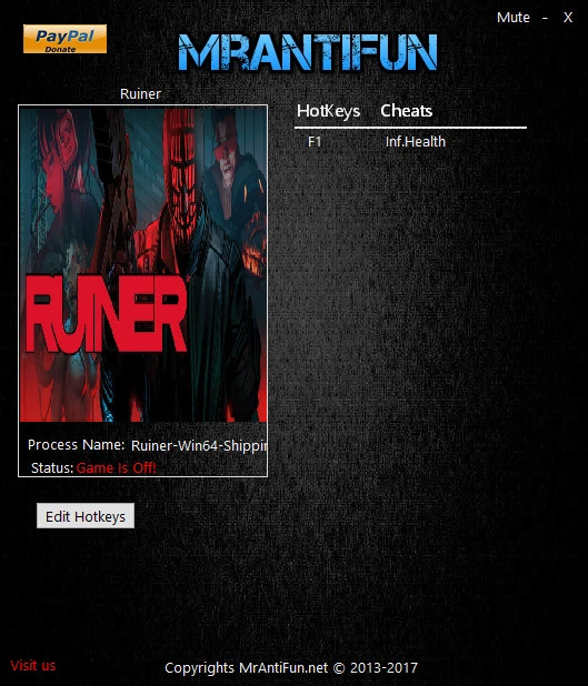 RUINER: Трейнер/Trainer (+1: Бессмертие / Immortality) [UPD: 01.12.2017] {MrAntiFun} - Fixed