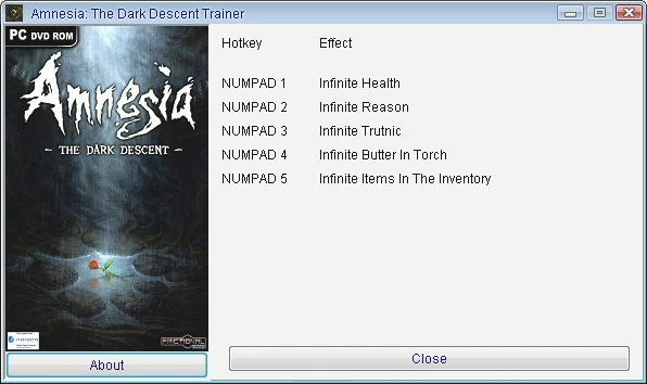 Amnesia - The Dark Descent: Трейнер/Trainer (+5) [1.0.1] {GRIZZLY/PlayGround.ru}