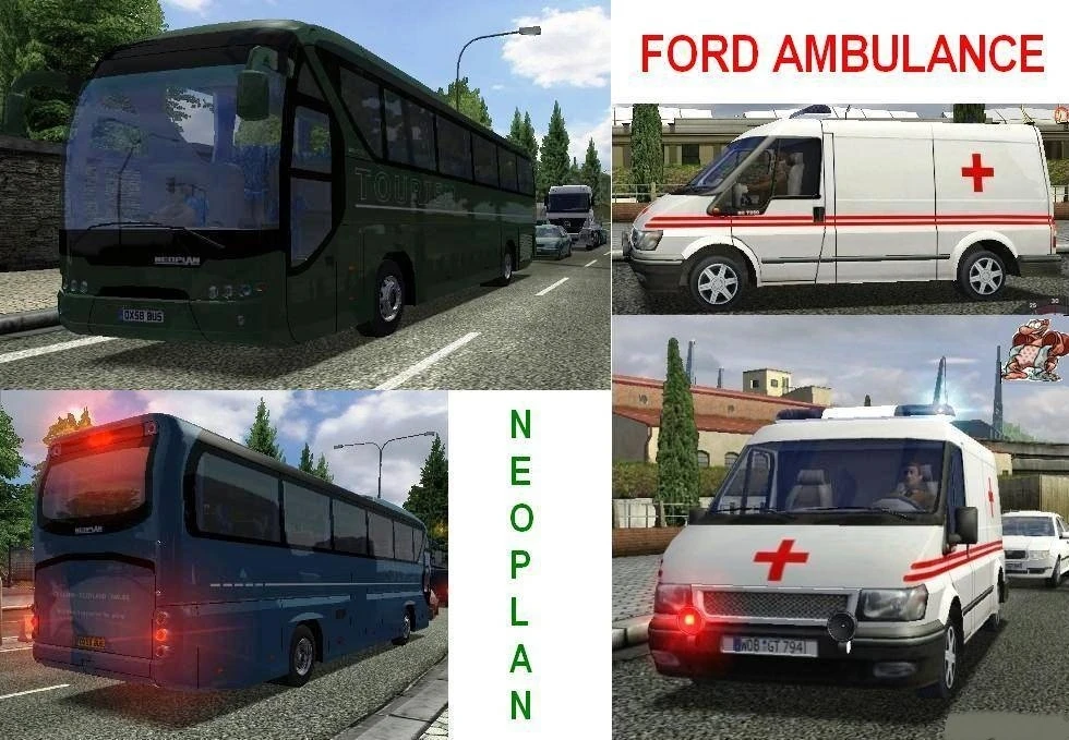 German Truck Simulator "Neoplan & Ford Ambulance"