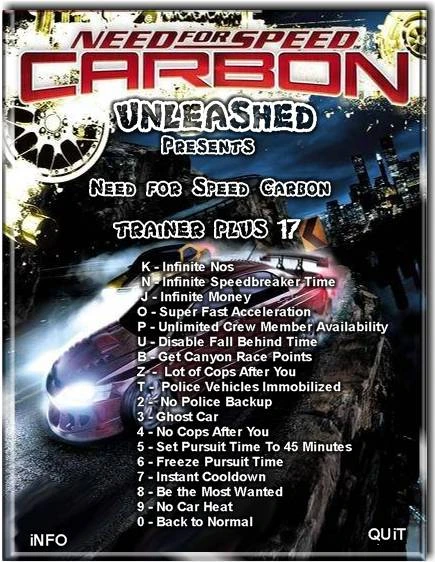 Need For Speed Carbon: Трейнер (+17) [1.0]