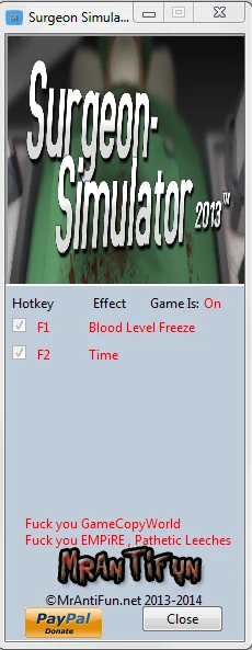 Surgeon Simulator - Anniversary Edition : Трейнер/Trainer (+2) [1.0] {MrAntiFun}