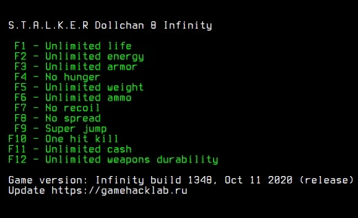S.T.A.L.K.E.R.: Dollchan 8 Infinity: Трейнер/Trainer (+12) {LIRW / GHL} Update 07.12.2020