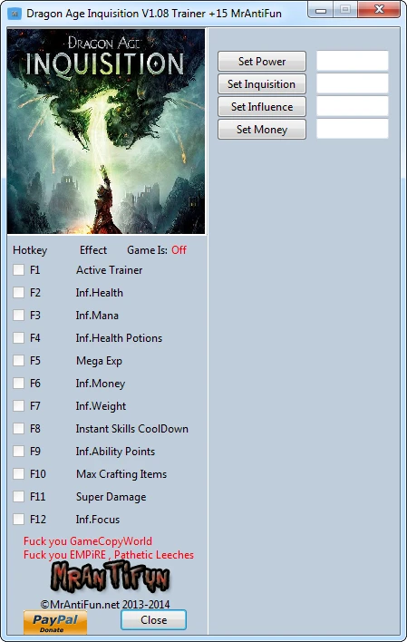 Dragon Age ~ Inquisition: Трейнер/Trainer (+15) [1.08] {MrAntiFun}