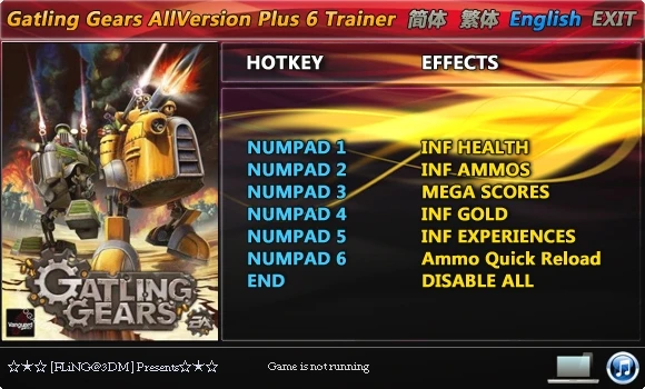 Gatling Gears: Трейнер/Trainer (+6) [All Versions: 1.0 and Others] {FLiNG}