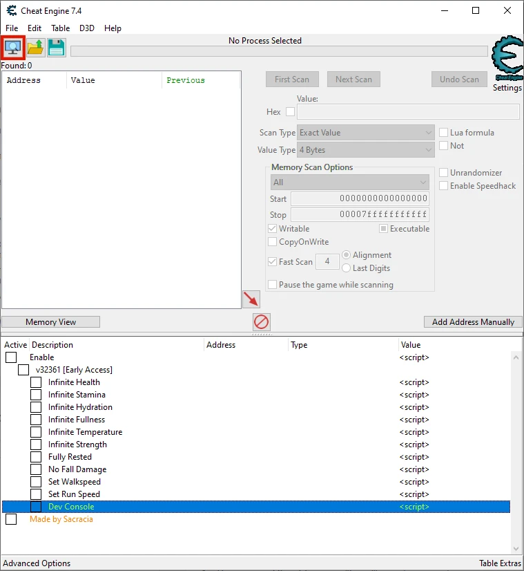 Sons of the Forest "Таблица для Cheat Engine" [UPD: 25.02.2023] {Sacracia}