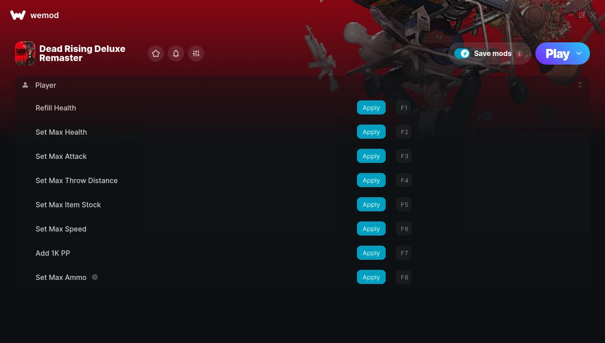 Dead Rising Deluxe Remaster "Трейнер +14 от WeMod: Здоровье, атака, предметы и пр"