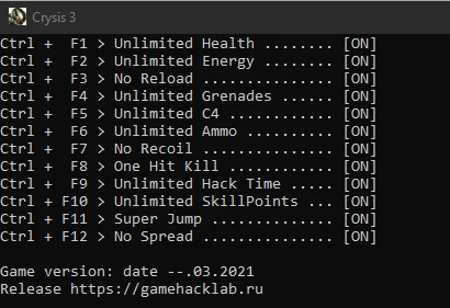 Crysis 3: Трейнер/Trainer (+12) [Origin] {LIRW / GHL} - Updated: 21.03.2021